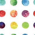 Seamless pattern with colored watercolor circles. Hand drawn vector illustration Royalty Free Stock Photo